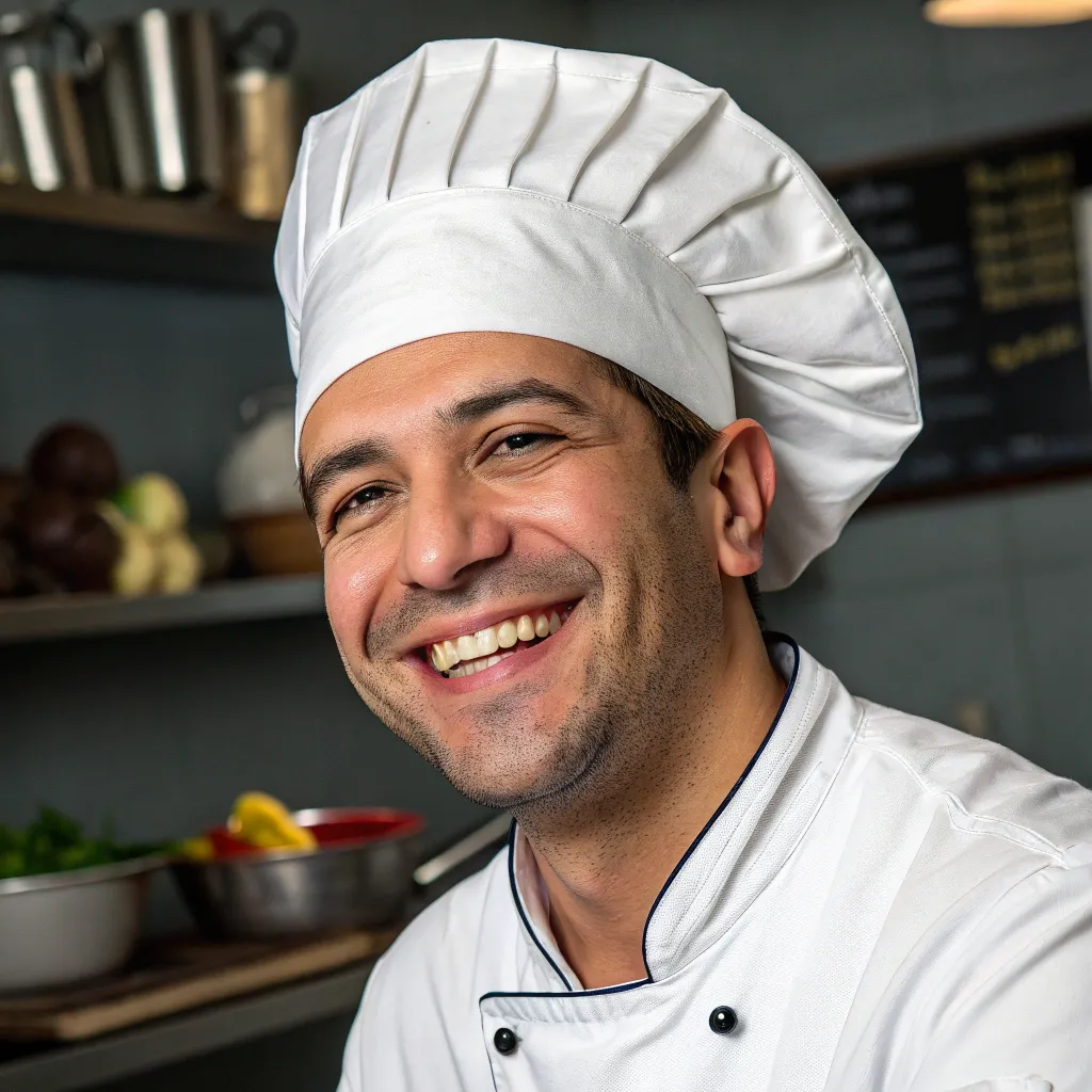 Man in chef hat smiling